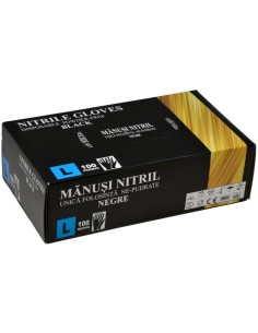 Set 100 de manusi nitril, nepudrate, negre, marimea L