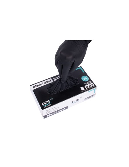 Set 100 de manusi nitril, nepudrate, negre, marimea M