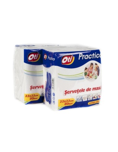 Set 80 servetele de masa, 33x33 cm, albe