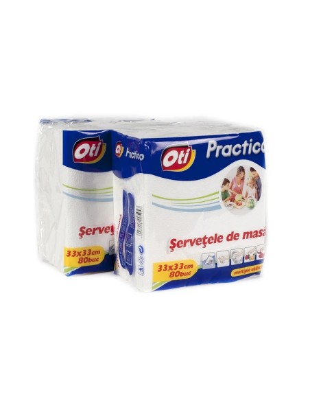 Set 80 servetele de masa, 33x33 cm, albe