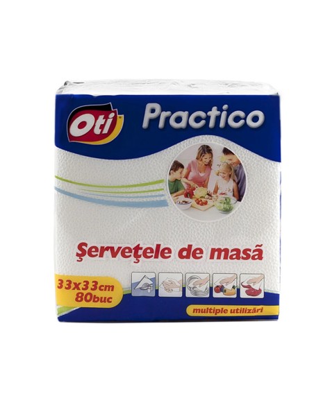 Set 80 servetele de masa, 33x33 cm, albe