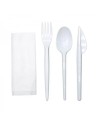 Set 100 bucati Tris Reutilizabil - Furculita, Cutit, Lingura si Servetel