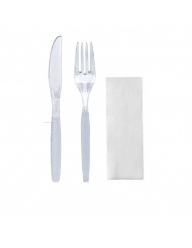 Set 100 bucati Bis Reutilizabil - Furculita, Cutit si Servetel