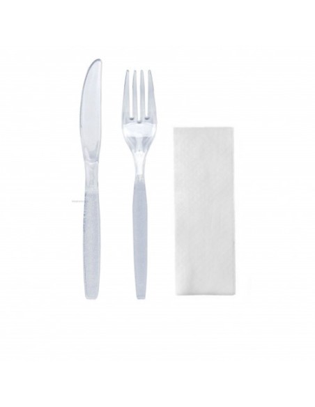 Set 100 bucati Bis Reutilizabil - Furculita, Cutit si Servetel