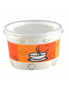 Set 100 boluri din carton, cu capac, 16 oz